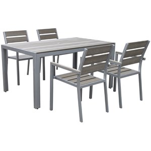 corliving gallant 5 piece patio dining set in sun bleached gray