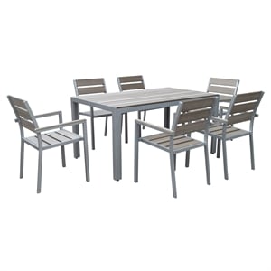 corliving gallant 7 piece patio dining set in sun bleached gray