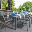 Gallant Sun Bleached Gray Slats and Gray Aluminum Frame 7 Piece Patio Dining Set