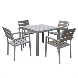 corliving gallant 5 piece square patio dining set in sun bleached gray