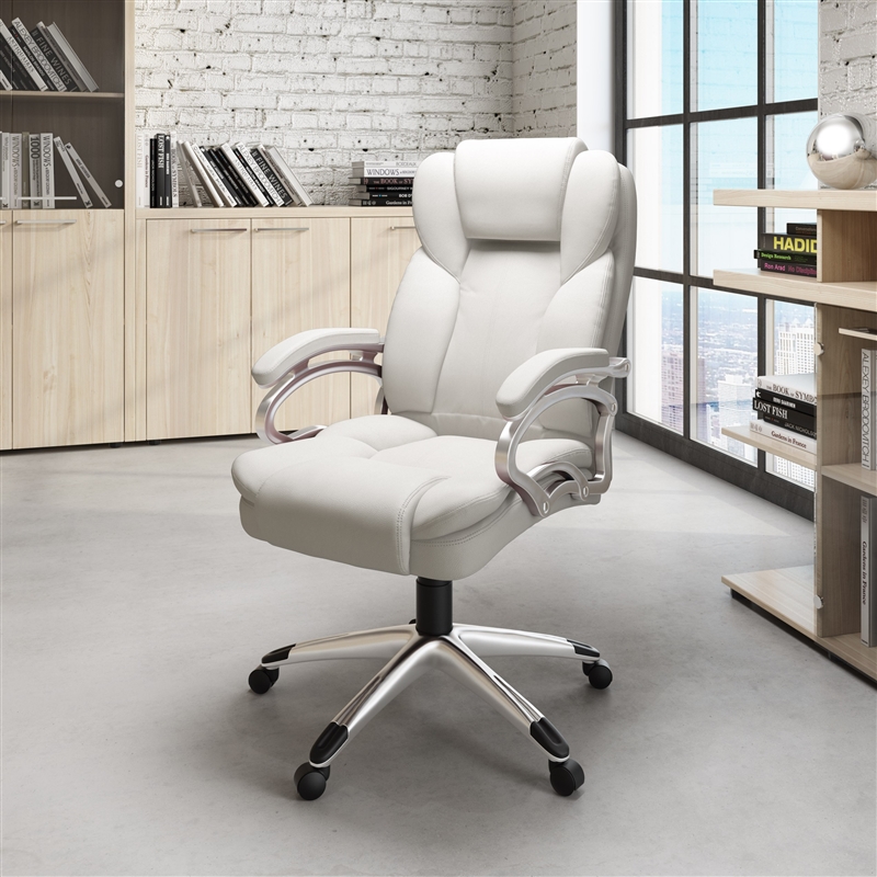 CorLiving Executive Office Chair in White Leatherette