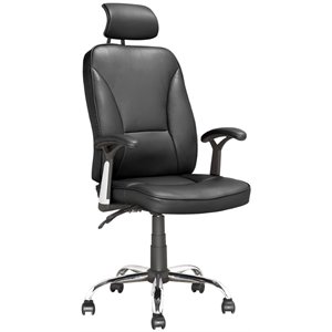 corliving workspace black faux leather tilting office chair with headrest