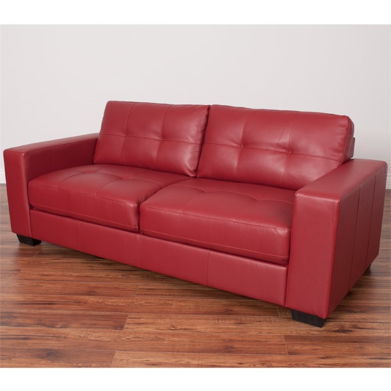 Tufted Leather Sofa In Red