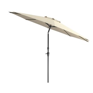 700 Series Warm White Fabric 10ft Tilting Wind-Protected Patio Umbrella