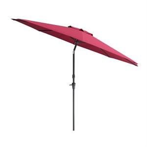 CorLiving 700 Series Wine Red Fabric 10ft Tilting Wind-Protected Patio Umbrella