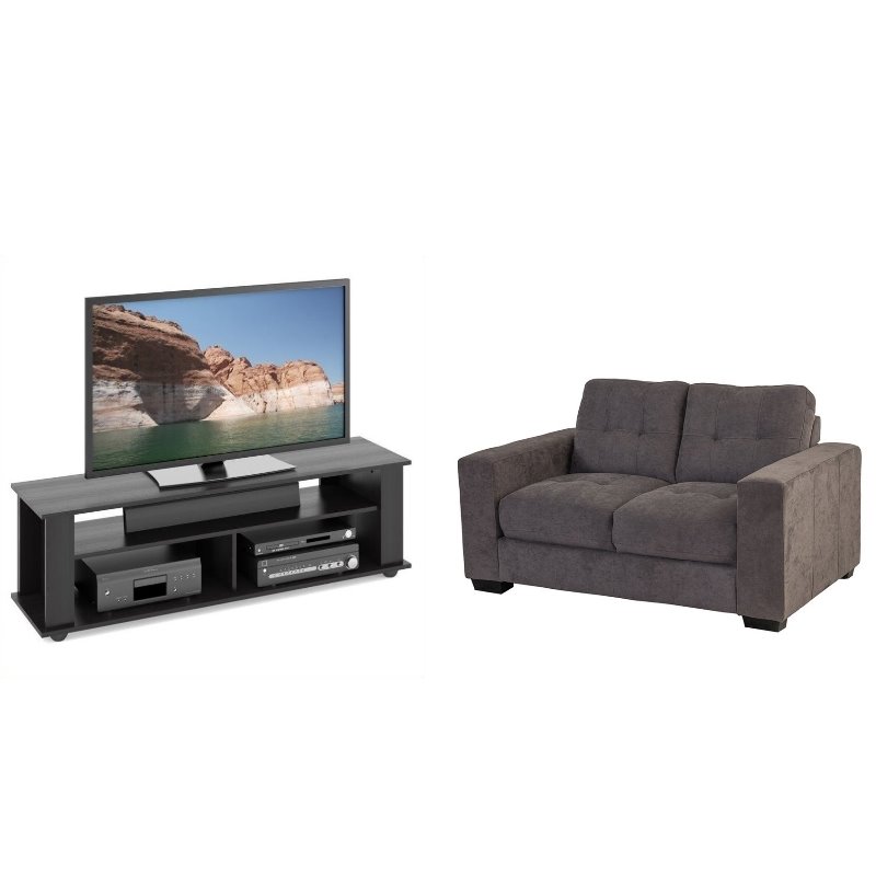 Bakersfield 2 Piece Living Rom Set With Tv Stand And Loveseat For