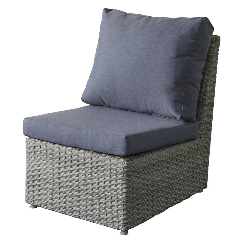 Corliving Weather Resistant Resin Wicker Armless Patio Chair In Blue Corliving Weather Resistant Resin Wicker Armless Patio Chair In Blue Pcl 246 M