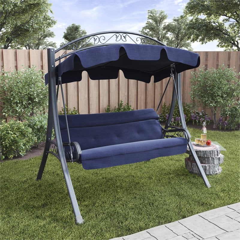 navy porch swing