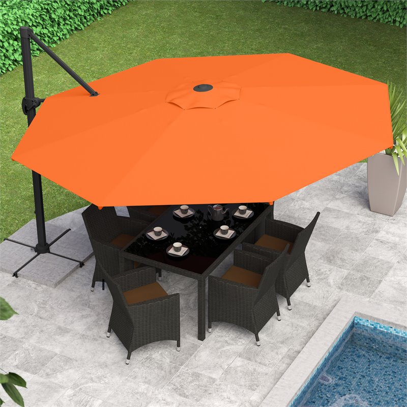 Corliving Deluxe Offset Patio Umbrella In Orange Ppu 501 U