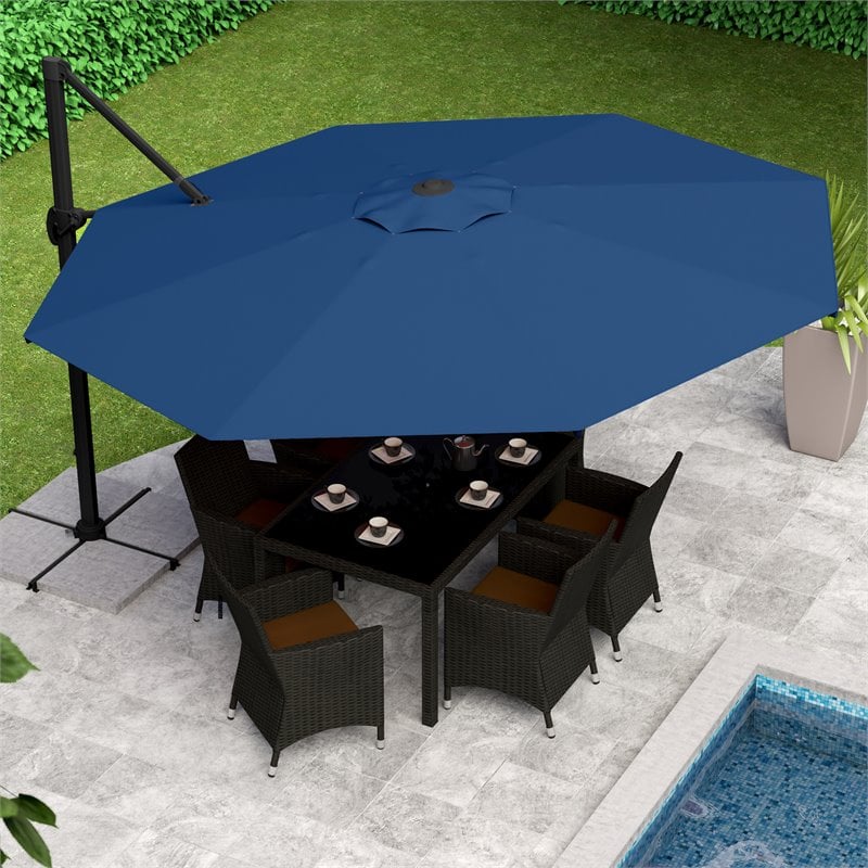 Corliving Deluxe Offset Patio Umbrella In Cobalt Blue Ppu 590 U