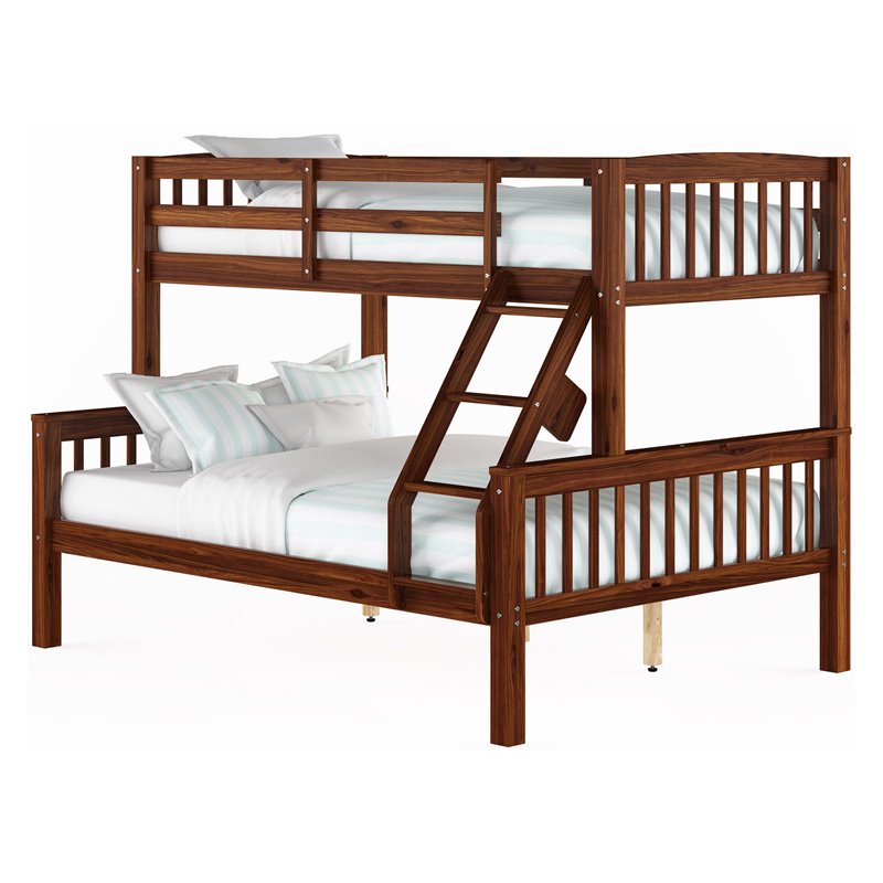 Corliving Twin Over Full Bunk Bed In Walnut Brown