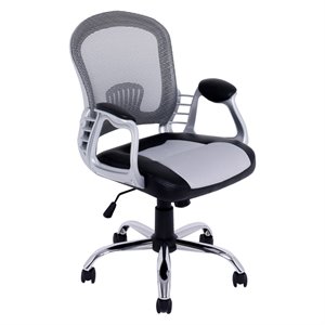 corliving workspace office chair with faux leather and gray mesh