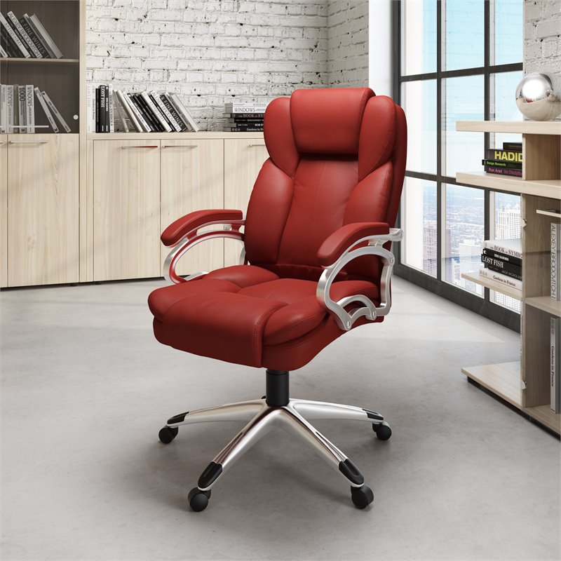 Executive Office Chair in Brick Red Leatherette