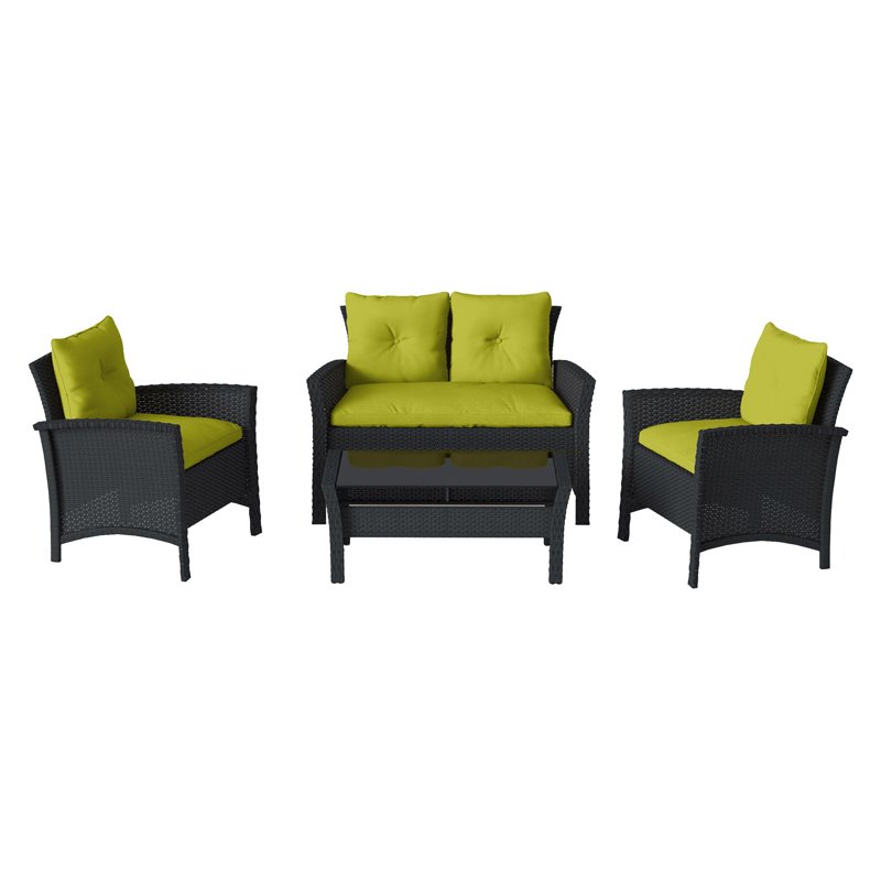 Black Resin Wicker Outdoor Furniture Sectional Sofa Set Lime Black Resin Wicker Outdoor Furniture