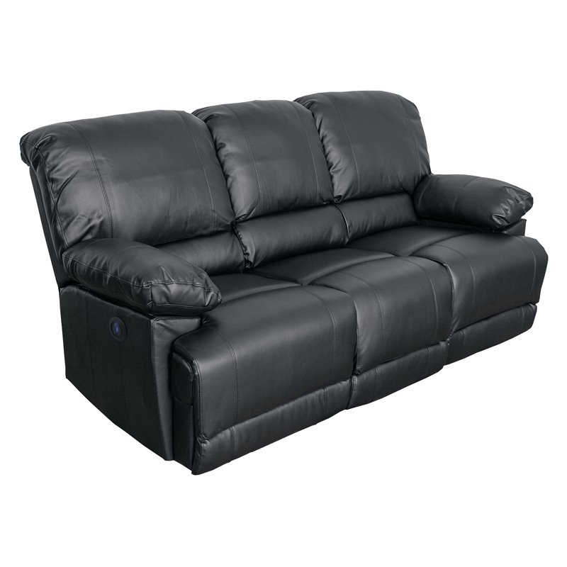Details About Corliving Black Bonded Leather Power Reclining Sofa