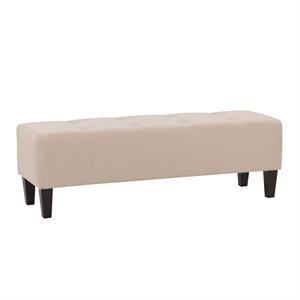 corliving rosewell cream fabric button-tufted accent bench