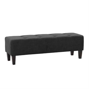 corliving rosewell dark gray fabric button-tufted accent bench