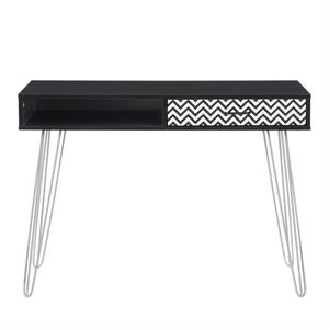 corliving ellison entryway table with chevron-pattern drawer and cubby