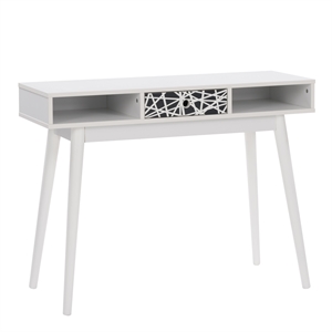 Acerra White Engineered Wood Entryway Table with Black & White Accent Drawer