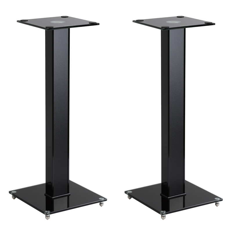 29" Black Glass Fixed Height Speaker Stand - Set of 2