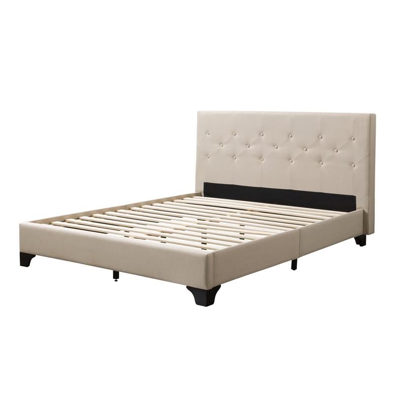 Corliving Cream Fabric Diamond On, Tufted Bed Frame Queen