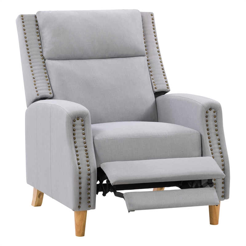CorLiving Light Gray Fabric Recliner Chair with Extending Foot Rest