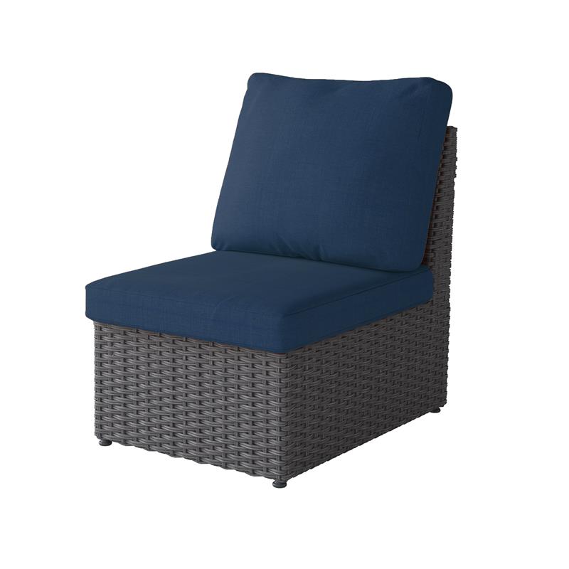 Corlivingweather Resistant Resin Wicker Armless Patio Chair In Distressed Charcoal Grey Dailymail