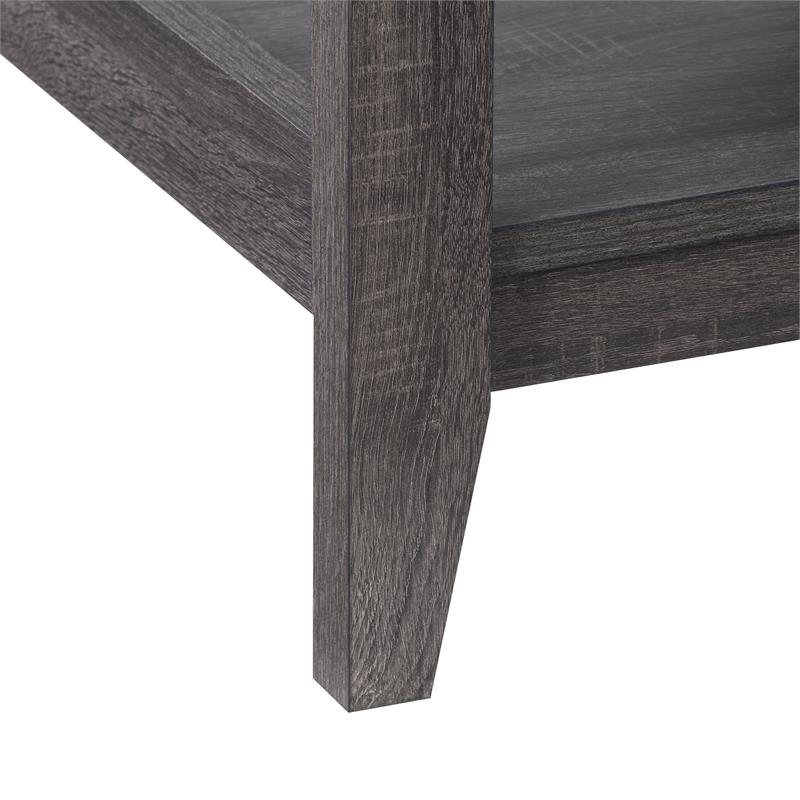 Hollywood Dark Gray Engineered Wood Square Side Table with Shelf