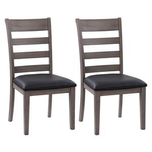 corliving new york gray wood classic dining chair - set of 2