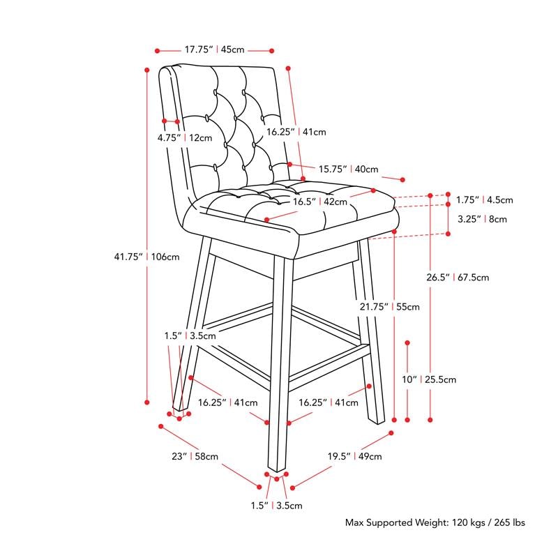 Dove gray channel back leilani discount counter stool set of 2