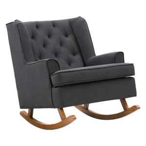 corliving boston tufted dark gray fabric rocking chair