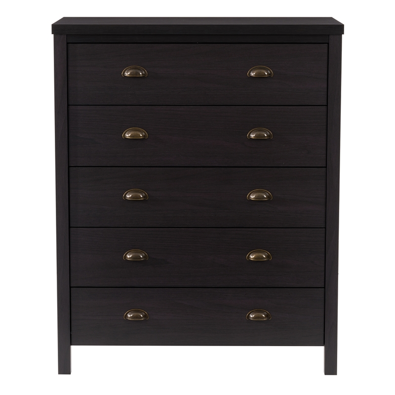 modern black tall dresser Black Tall Dresser With 6 Drawers, 43.9 Inch Tall Dresser And Chest Of Drawers, Modern Wooden Closet Organizer And Storage Cabinet For Bedroom, main image 0