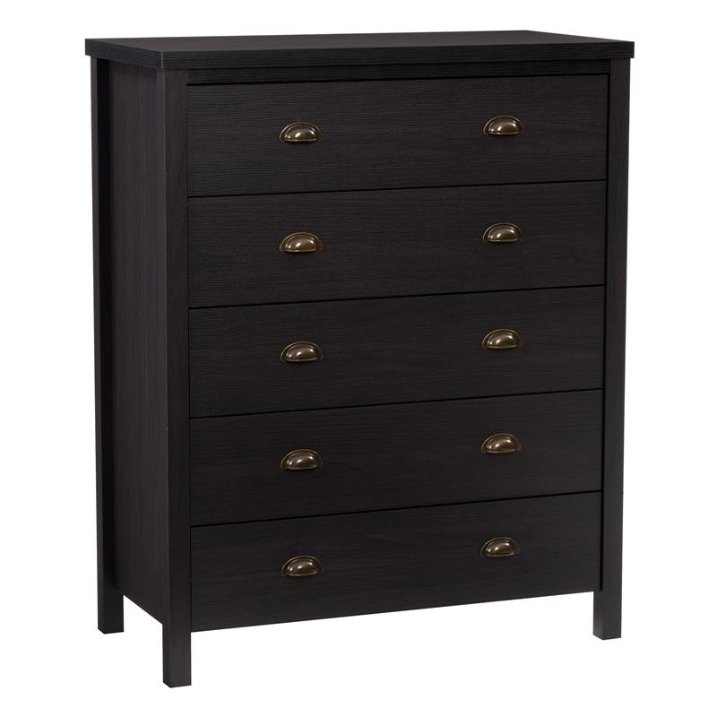 CorLiving Boston 5 Drawer Dresser Black Engineered Wood Cymax Business