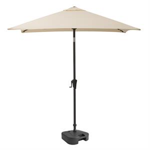 corliving  square tilting warm white fabric patio umbrella with base