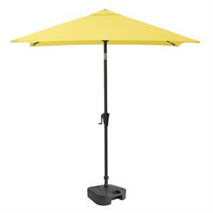 corliving  square tilting yellow fabric patio umbrella with base
