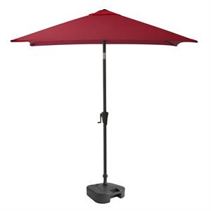 corliving  square tilting wine red fabric patio umbrella with base