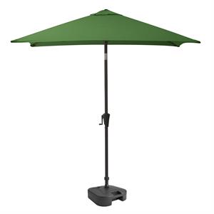 corliving  square tilting forest green fabric patio umbrella with base