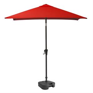 corliving  square tilting crimson red fabric patio umbrella with base