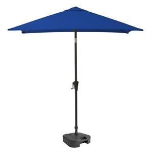 corliving  square tilting cobalt blue fabric patio umbrella with base
