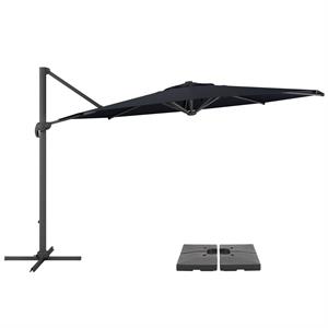 corliving 11.5ft offset black fabric patio umbrella and base