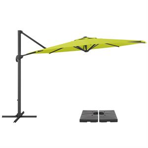 corliving 11.5ft offset lime green fabric patio umbrella and base