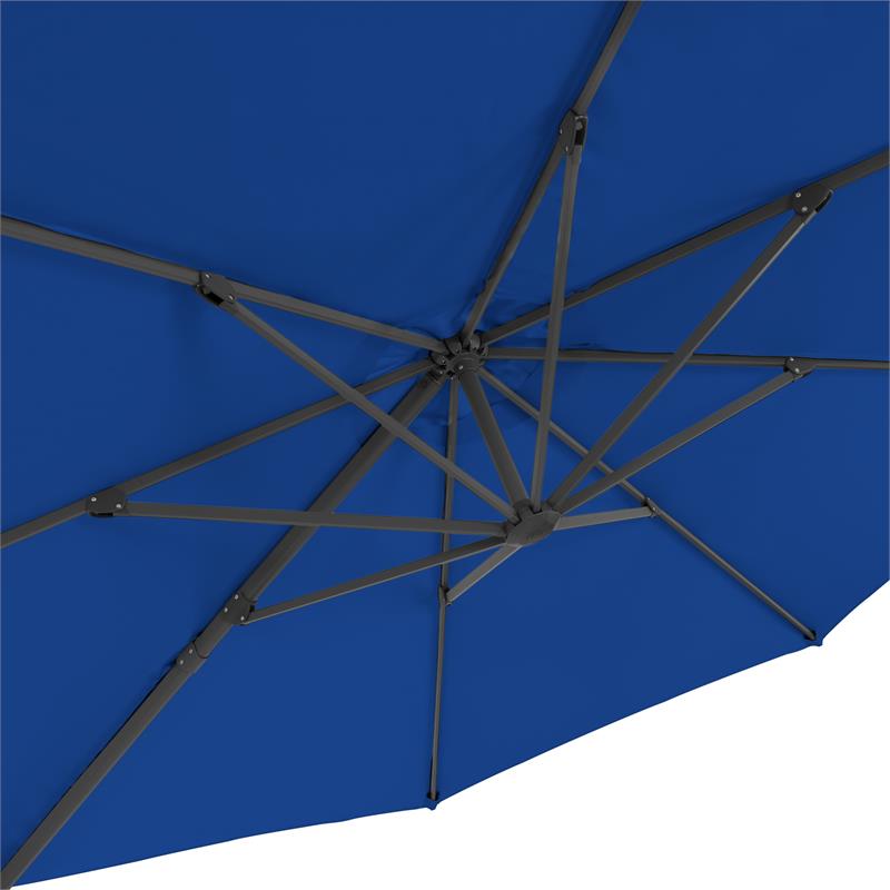 CorLiving 11.5ft Offset Cobalt Blue Fabric Patio Umbrella and Base