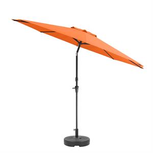 corliving 10ft wind resistant tilting orange fabric patio umbrella and base