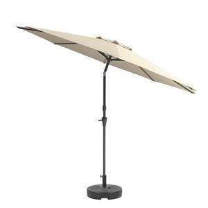 corliving 10ft wind resistant tilting warm white fabric patio umbrella and base