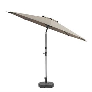 corliving 10ft wind resistant tilting sand gray fabric patio umbrella and base