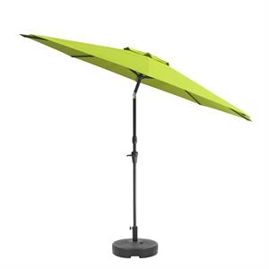corliving 10ft wind resistant tilting lime green fabric patio umbrella and base