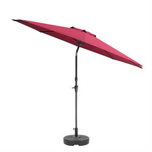 corliving 10ft wind resistant tilting wine red fabric patio umbrella and base