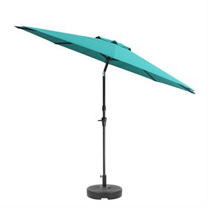 corliving 10ft wind resistant tilting turquoise fabric patio umbrella and base