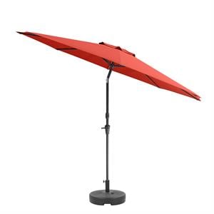 corliving 10ft wind resistant tilting crimson red fabric patio umbrella and base