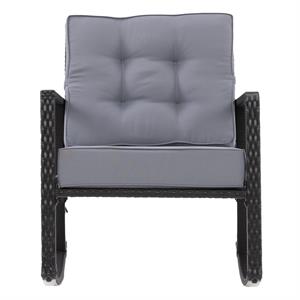 corliving parksville patio rocking chair - black with ash gray fabric cushions